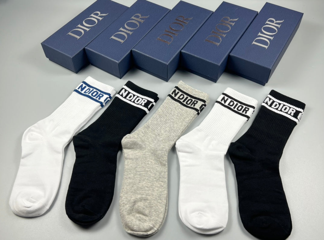 Dior Cotton Short Socks - 5-Pair Pack
