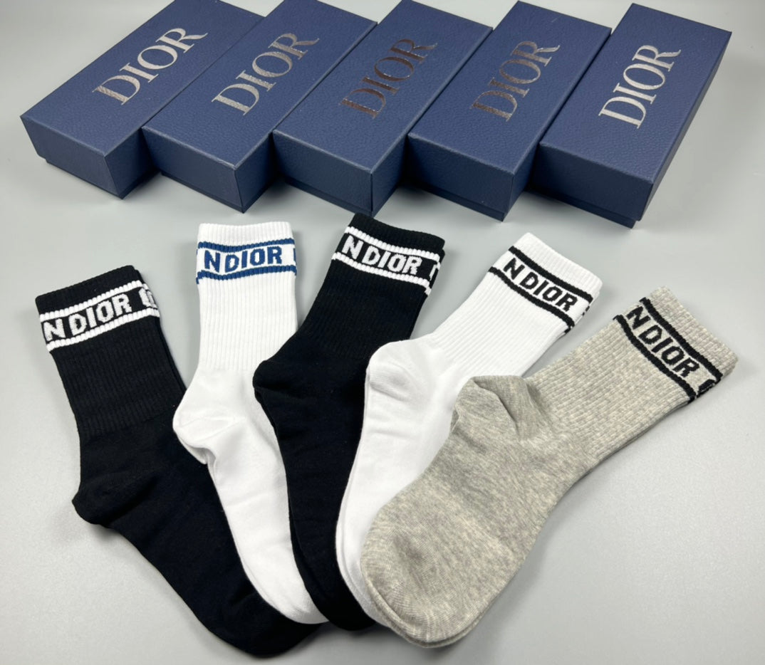 Dior Cotton Short Socks - 5-Pair Pack