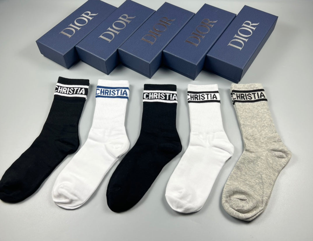 Dior Cotton Short Socks - 5-Pair Pack