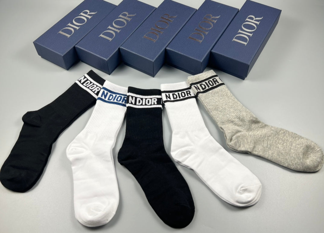 Dior Cotton Short Socks - 5-Pair Pack