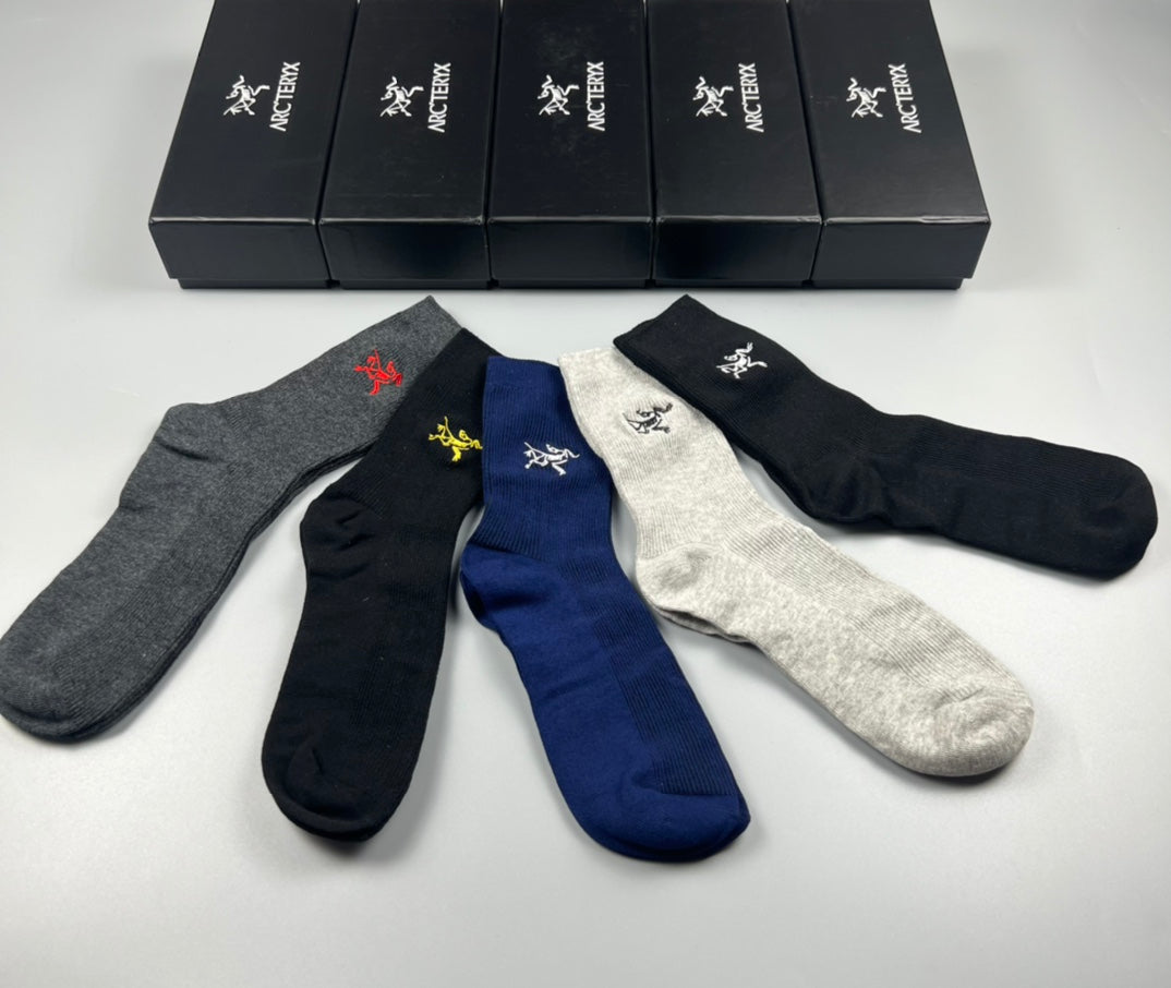 Arc'teryx Double-Needle Cotton Ankle Socks - 5-Pair Box