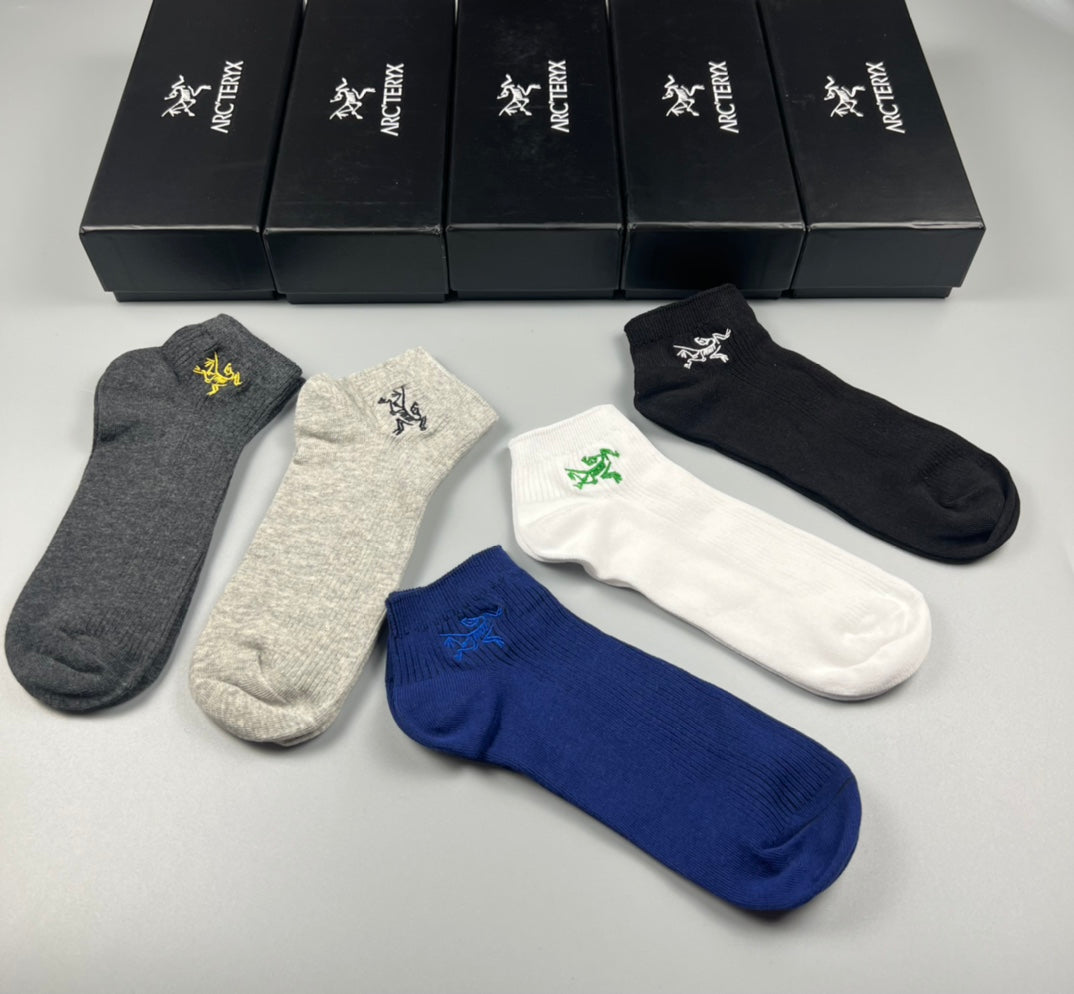 Arc'teryx Double-Needle Cotton Ankle Socks - 5-Pair Box