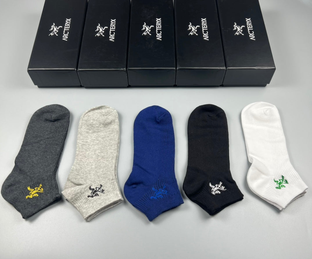 Arc'teryx Double-Needle Cotton Ankle Socks - 5-Pair Box
