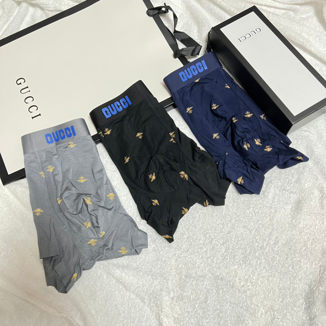 Gucci Small Bee-Style Motifs Men's Boxer Briefs - 3-Piece Box