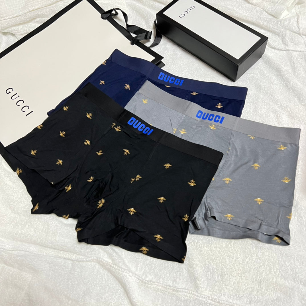Gucci Small Bee-Style Motifs Men's Boxer Briefs - 3-Piece Box