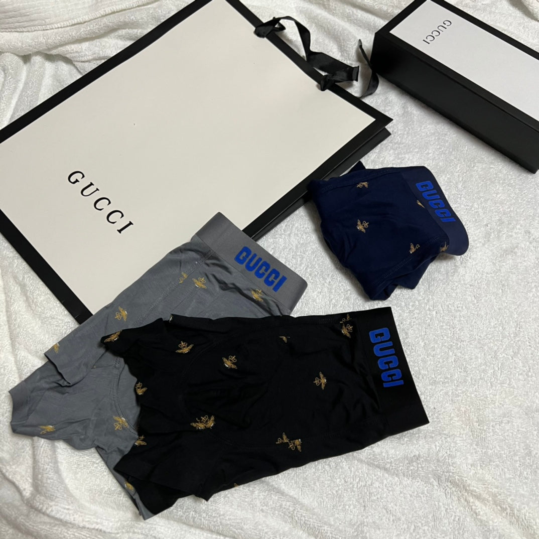 Gucci Small Bee-Style Motifs Men's Boxer Briefs - 3-Piece Box