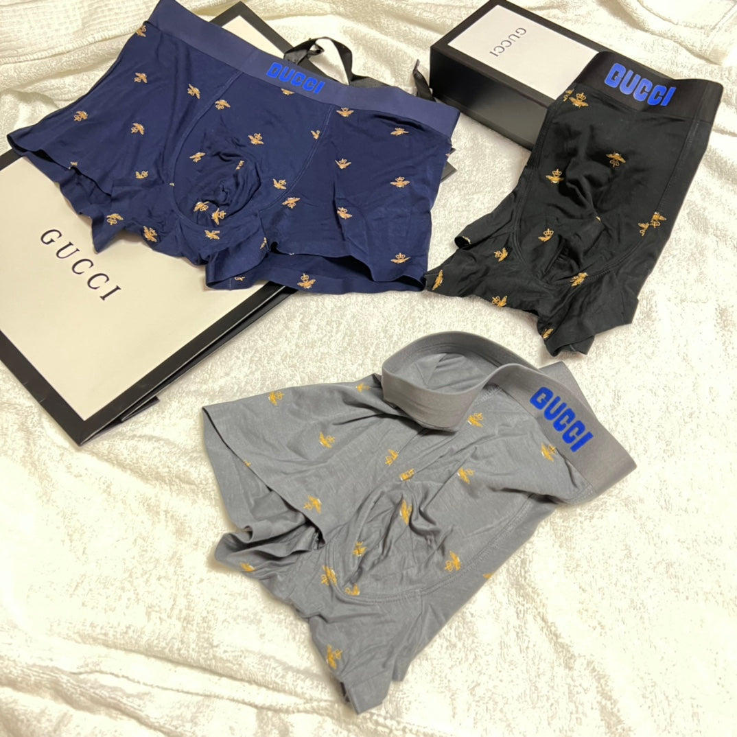 Gucci Small Bee-Style Motifs Men's Boxer Briefs - 3-Piece Box