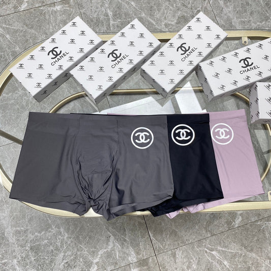 Chanel Contrast Waistband Details Men's Boxer Briefs - 3-Piece Box