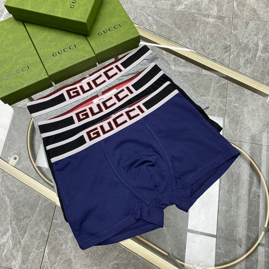 Gucci Cotton Bold Striped Logo Waistbands Men's Boxer Briefs - 3-Piece Box