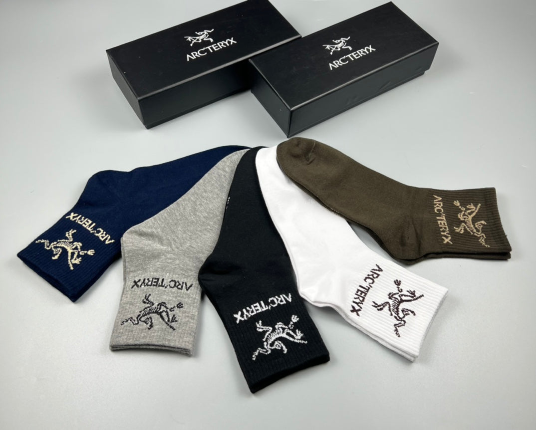 Arc'teryx Small Bird-Logo Details Crew Socks - 5-Pair Set