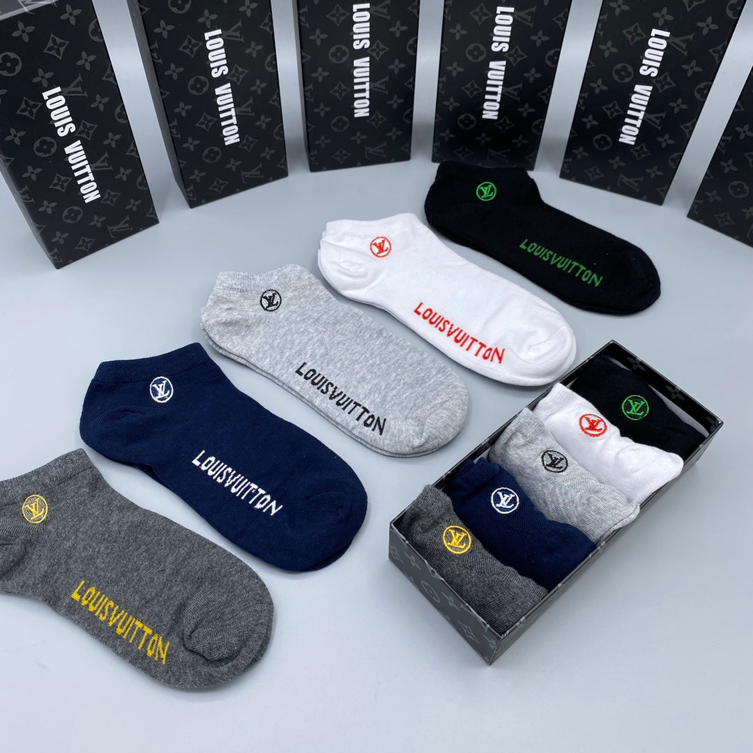 Louis Vuitton Restrained Initial Details Ankle Socks - 5-Pair Set