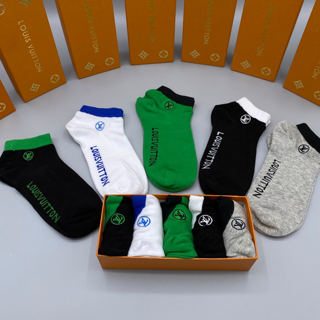 Louis Vuitton Clean Wordmarks No-Show Socks - 5-Pair Set
