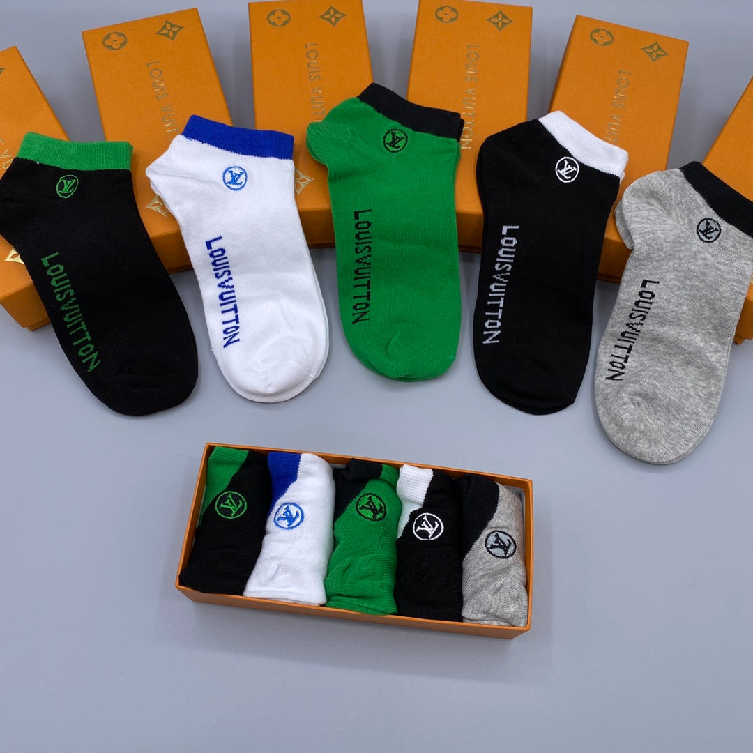 Louis Vuitton Clean Wordmarks No-Show Socks - 5-Pair Set