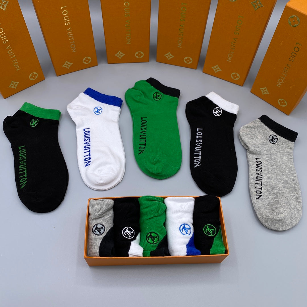 Louis Vuitton Clean Wordmarks No-Show Socks - 5-Pair Set