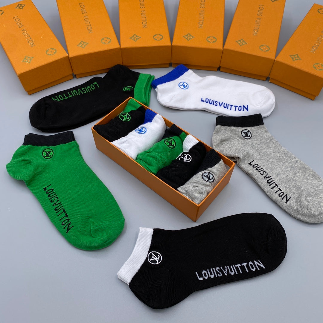 Louis Vuitton Clean Wordmarks No-Show Socks - 5-Pair Set