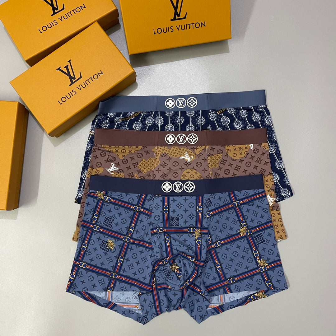 Louis Vuitton Visible Colour, Waistband And Emblem Details Men's Boxer Briefs - 3-Piece Box