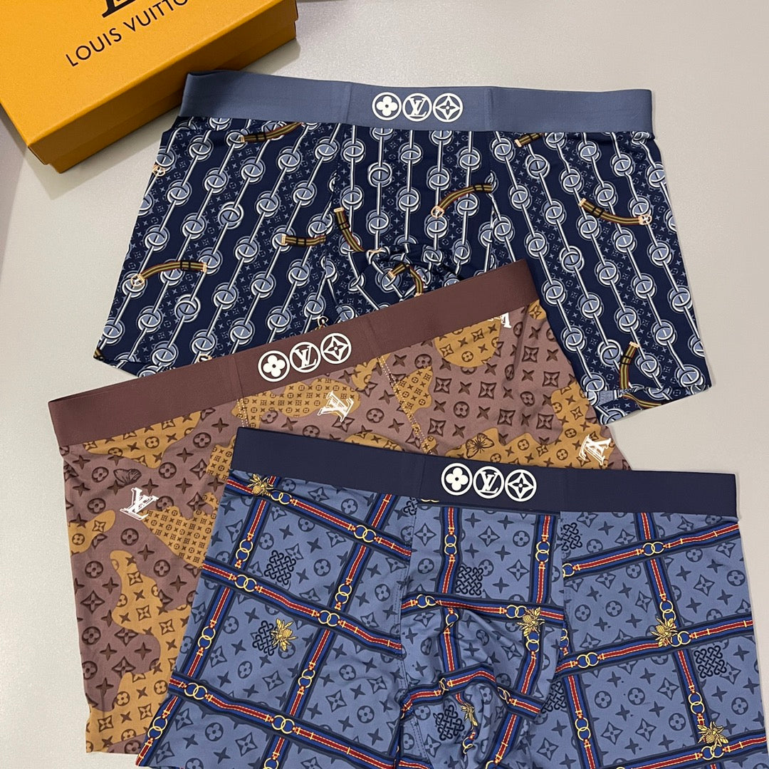 Louis Vuitton All-Over Monogram-Style Motifs Men's Boxer Briefs - 3-Piece Box