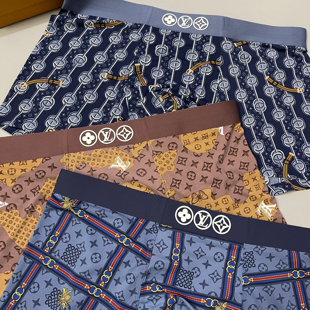 Louis Vuitton All-Over Monogram-Style Motifs Men's Boxer Briefs - 3-Piece Box