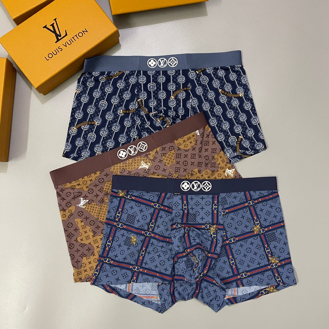 Louis Vuitton All-Over Monogram-Style Motifs Men's Boxer Briefs - 3-Piece Box