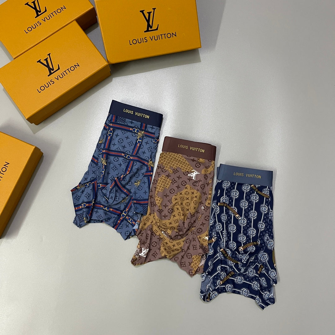 Louis Vuitton All-Over Monogram-Style Prints Men's Boxer Briefs - 3-Piece Box