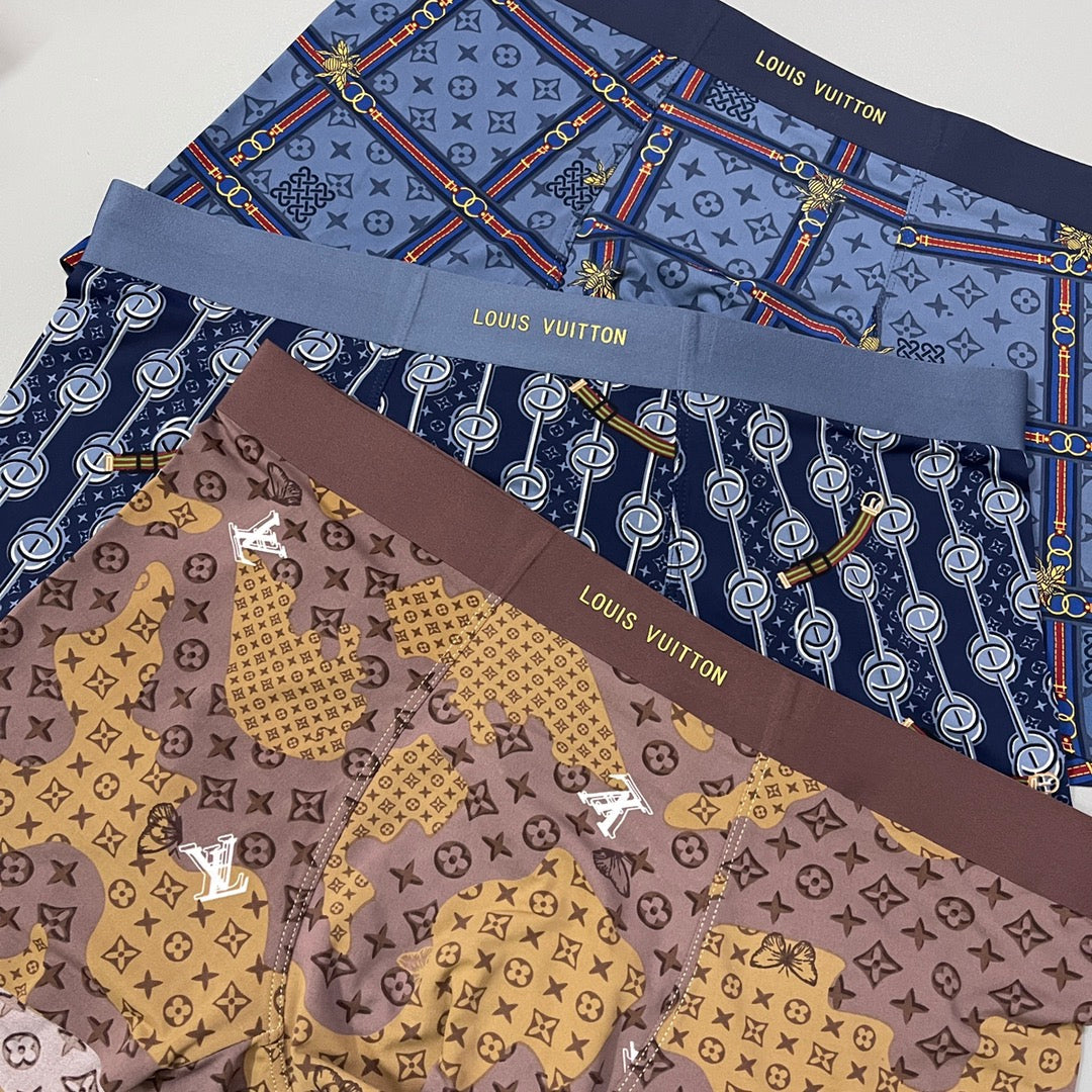 Louis Vuitton All-Over Monogram-Style Prints Men's Boxer Briefs - 3-Piece Box