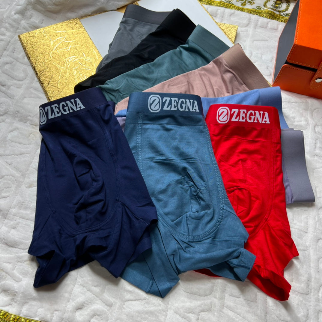 Zegna Visible Colour, Waistband And Emblem Details Men's Boxer Briefs - 3-Piece Box