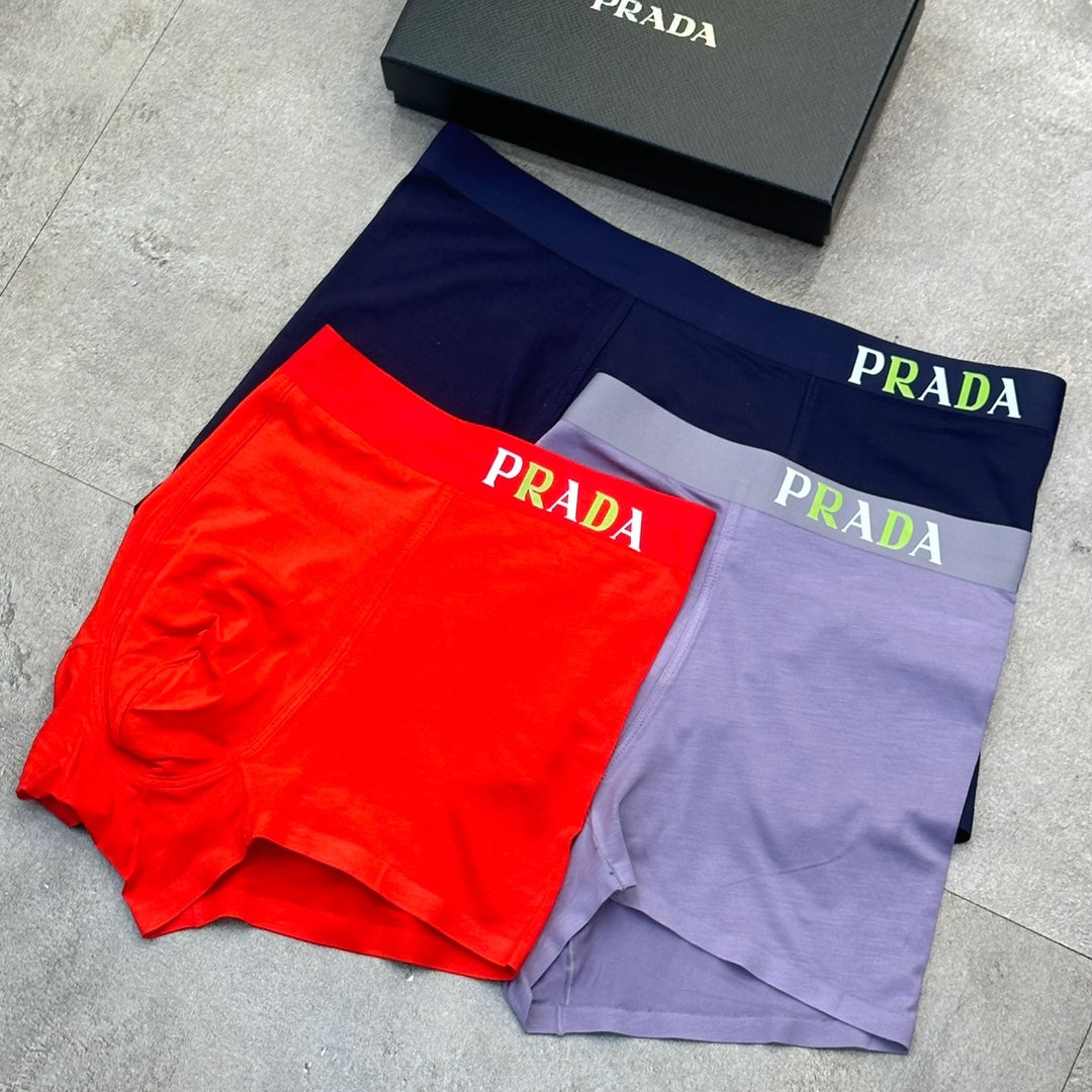 Prada Clean Logo Waistbands Men's Boxer Briefs - 3-Piece Box