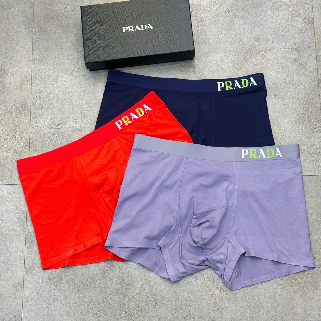 Prada Clean Logo Waistbands Men's Boxer Briefs - 3-Piece Box