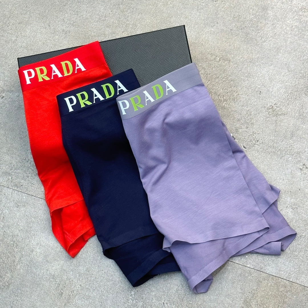 Prada Clean Logo Waistbands Men's Boxer Briefs - 3-Piece Box