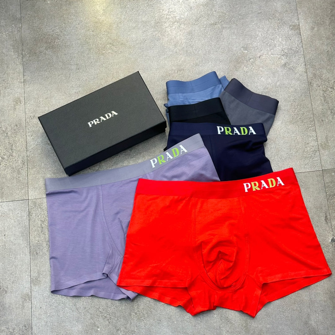 Prada Clean Logo Waistbands Men's Boxer Briefs - 3-Piece Box