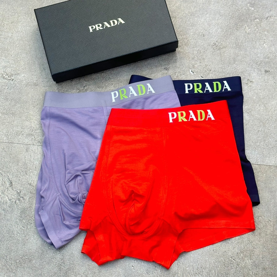 Prada Clean Logo Waistbands Men's Boxer Briefs - 3-Piece Box