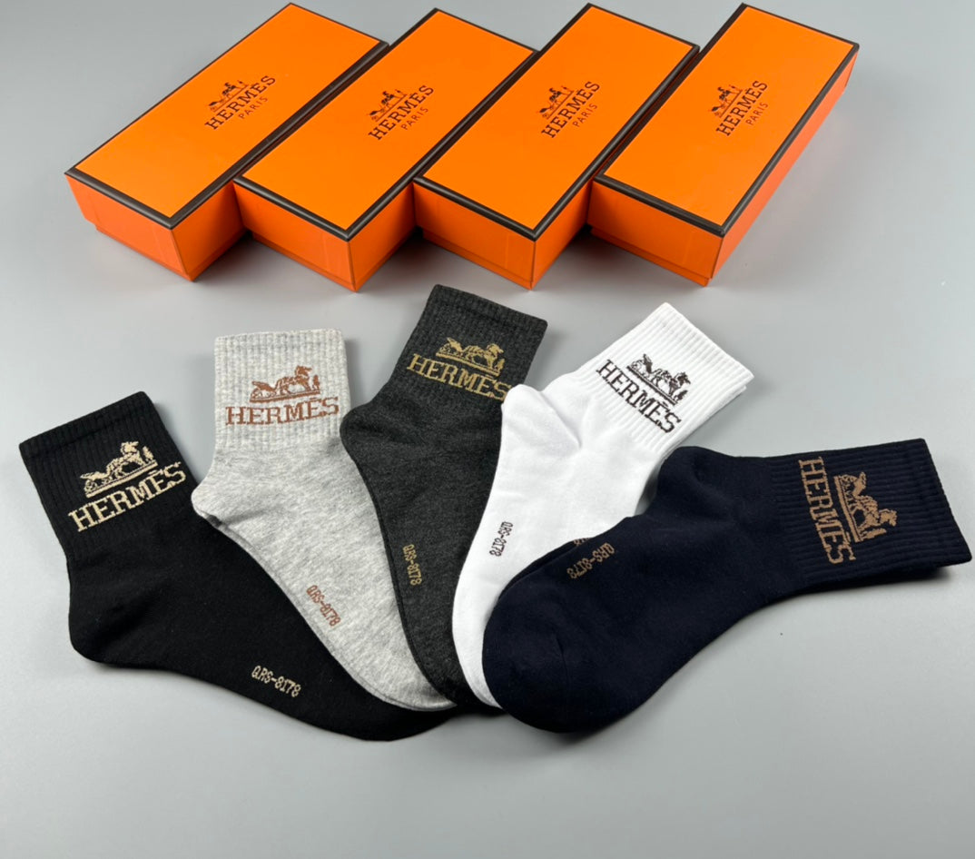 Hermes Cotton Short Socks - 5-Pair Pack