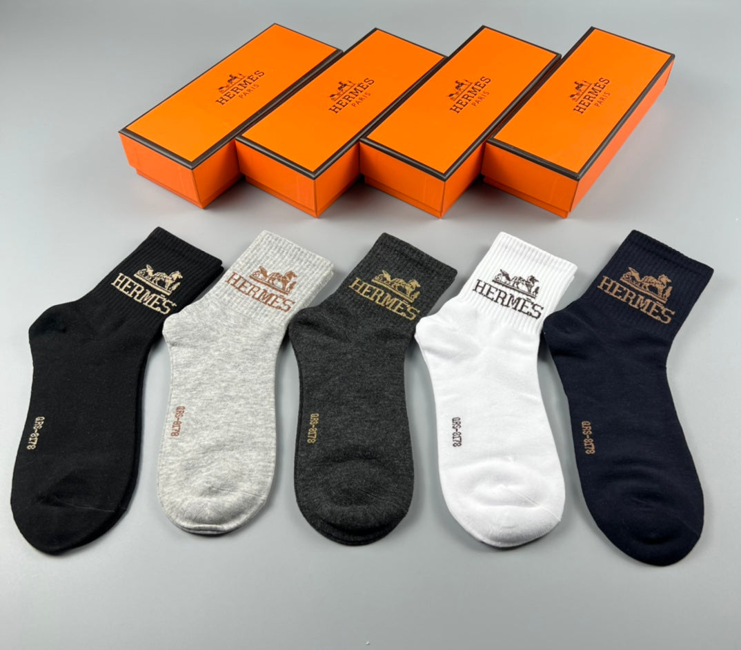Hermes Cotton Short Socks - 5-Pair Pack