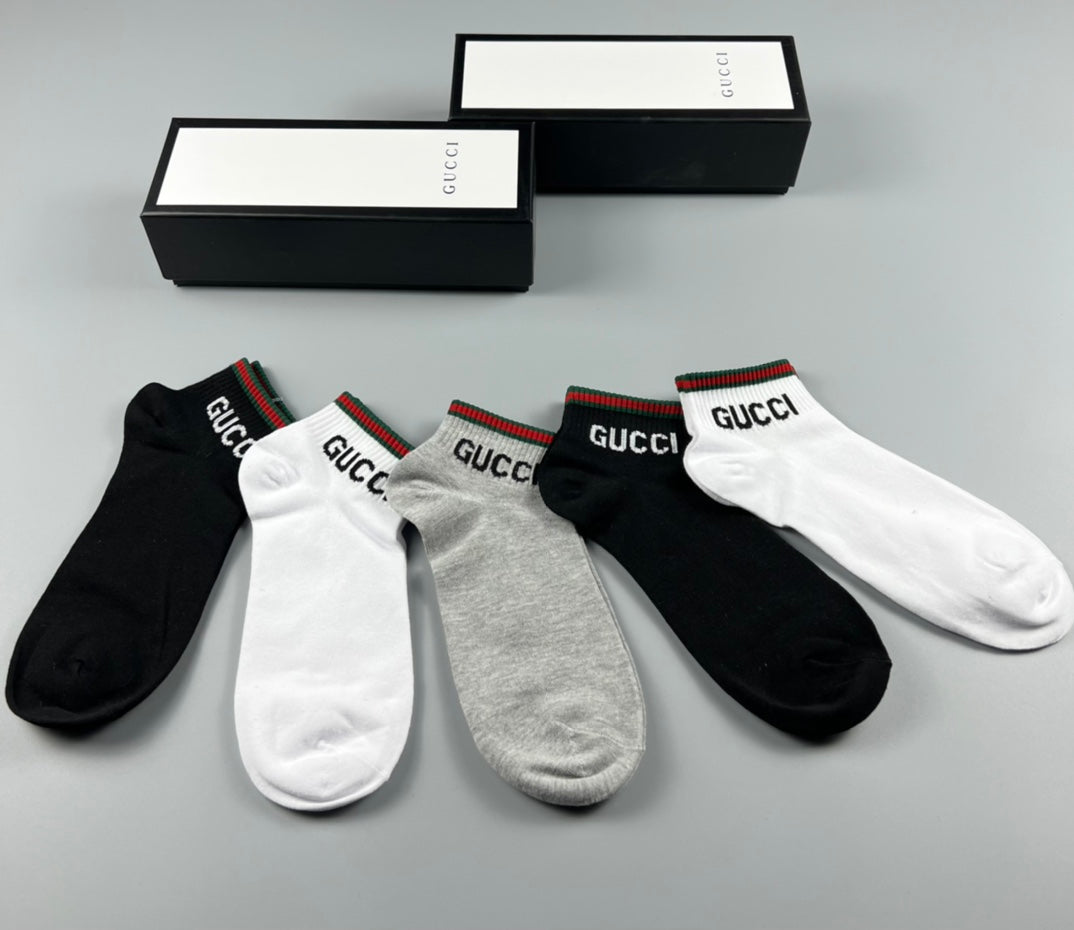 Gucci Contrast Wordmarks No-Show Socks - 5-Pair Set