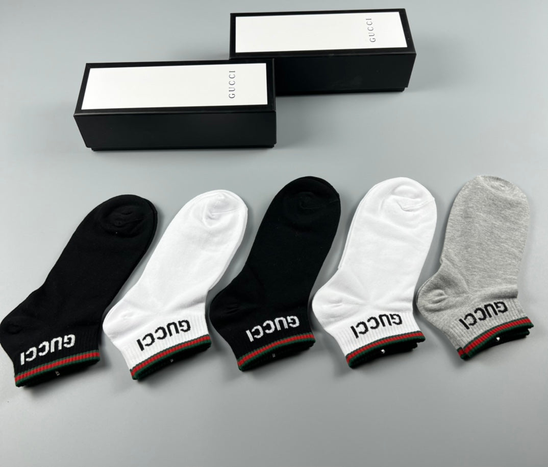 Gucci Cotton Short Socks - 5-Pair Box