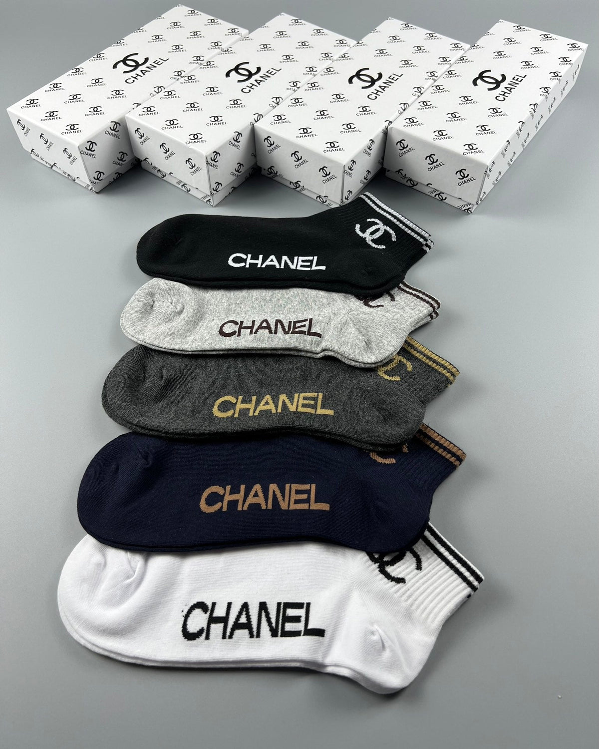 Chanel Emblem Details No-Show Socks - 5-Pair Set