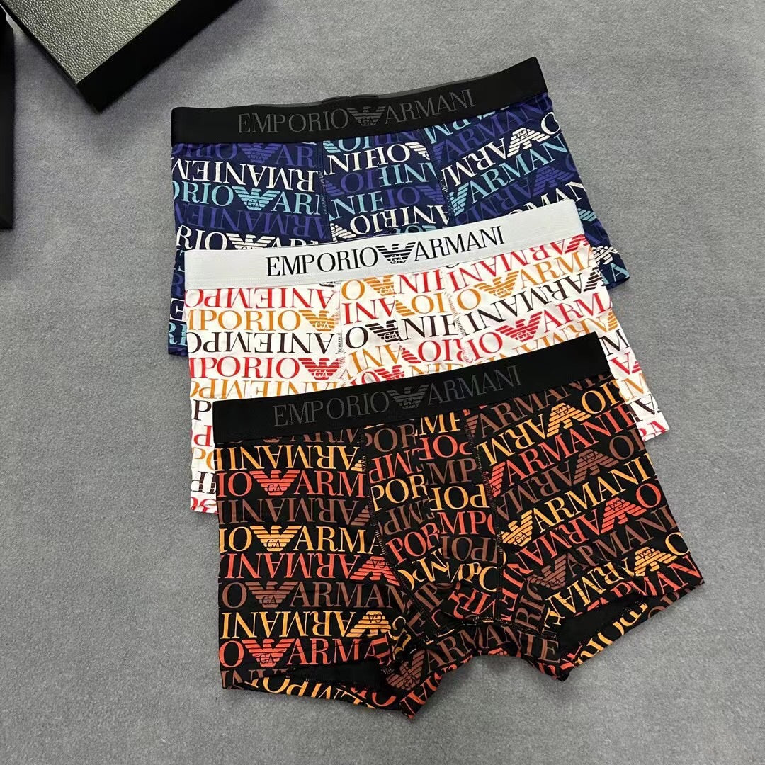 Armani Modal All-Over Lettering Men's Boxer Briefs - 3-Piece Box