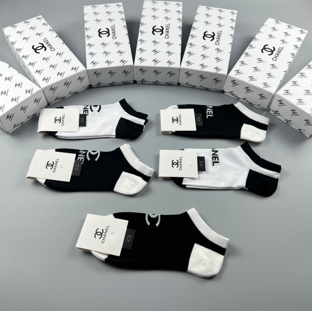 Chanel Cotton Short Socks - 5-Pair Pack
