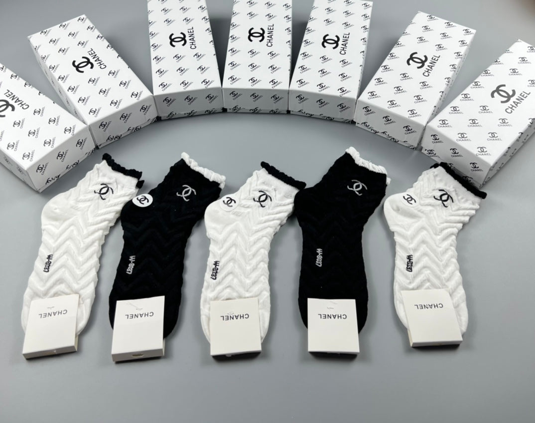 Chanel Cotton Crew Socks - 5-Pair Pack