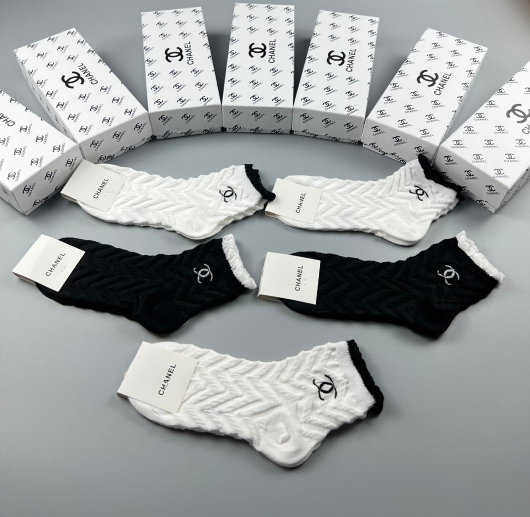 Chanel Cotton Crew Socks - 5-Pair Pack