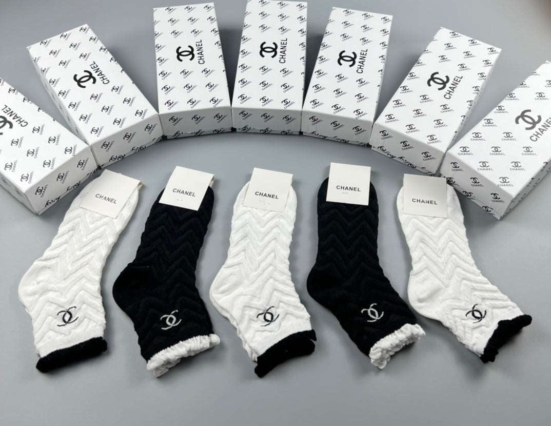 Chanel Cotton Crew Socks - 5-Pair Pack