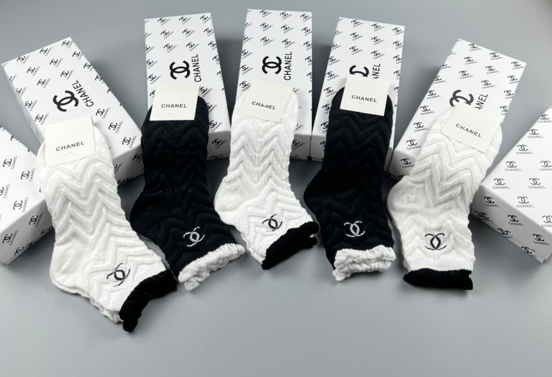 Chanel Cotton Short Socks - 5-Pair Pack