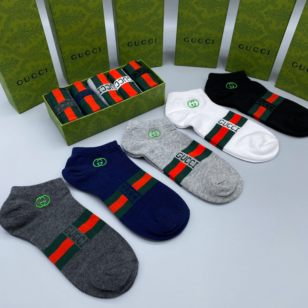 Gucci Striped Ankle Socks - 5-Pair Box