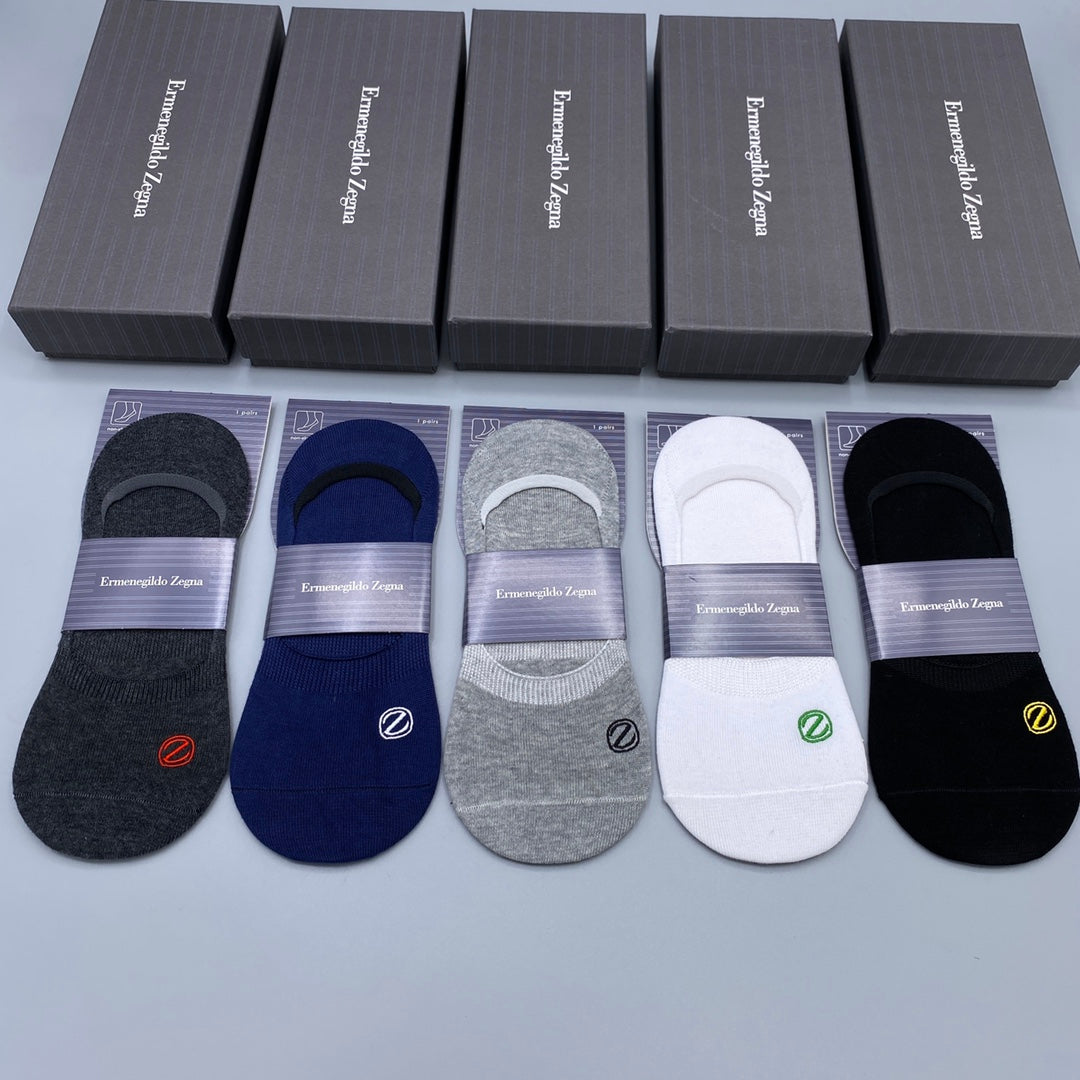 Zegna Breathable No-Show Socks – 5-Pair Pack