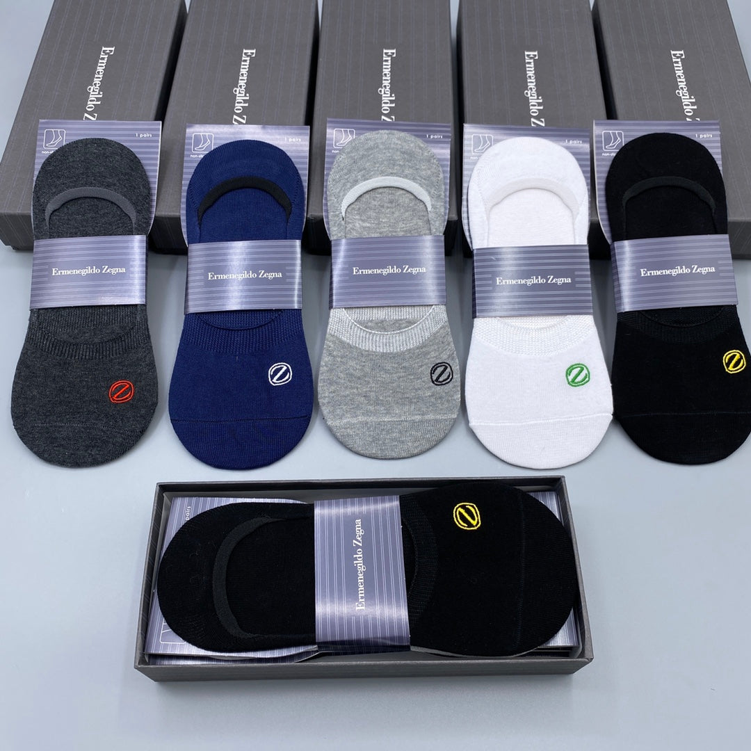 Zegna Breathable No-Show Socks – 5-Pair Pack