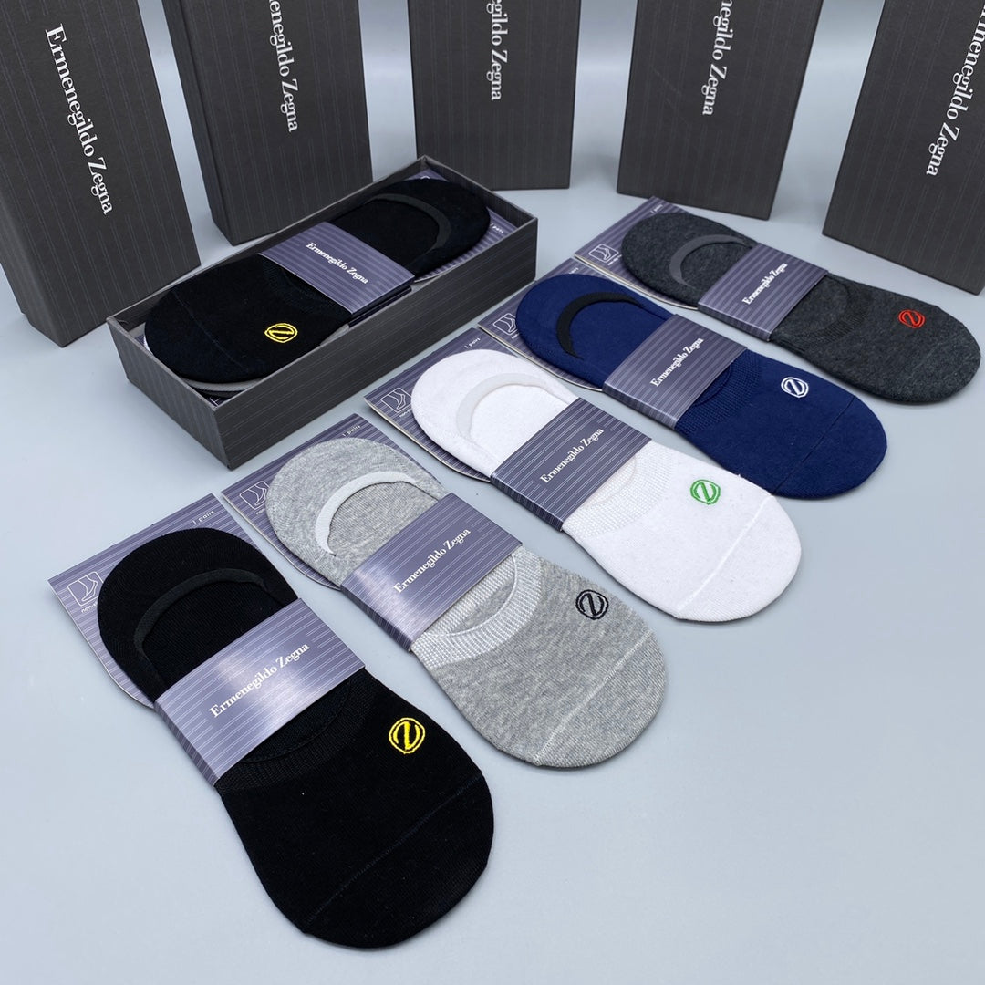 Zegna Breathable No-Show Socks – 5-Pair Pack