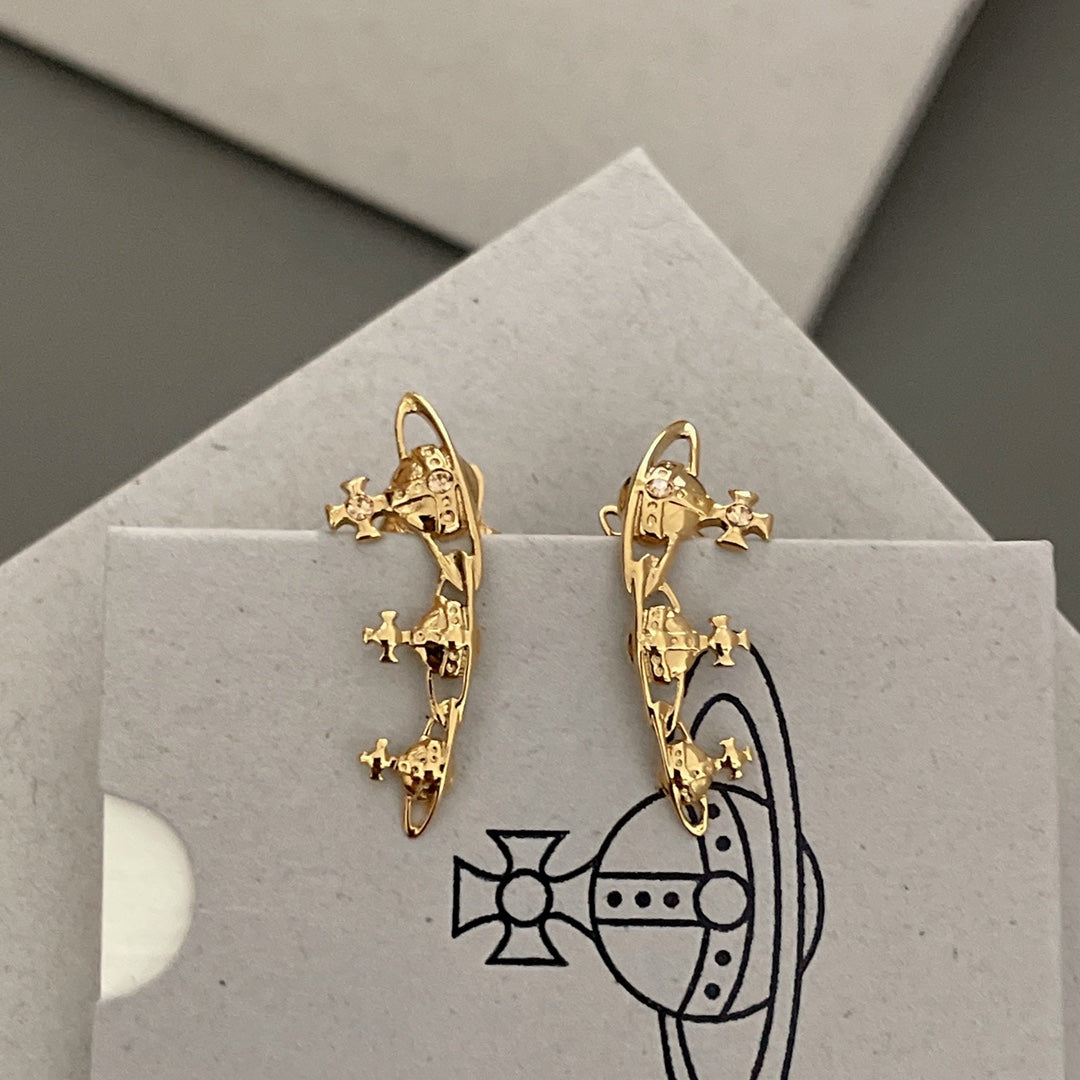 Martin Graham stud earrings in polished metal-tone – side detail