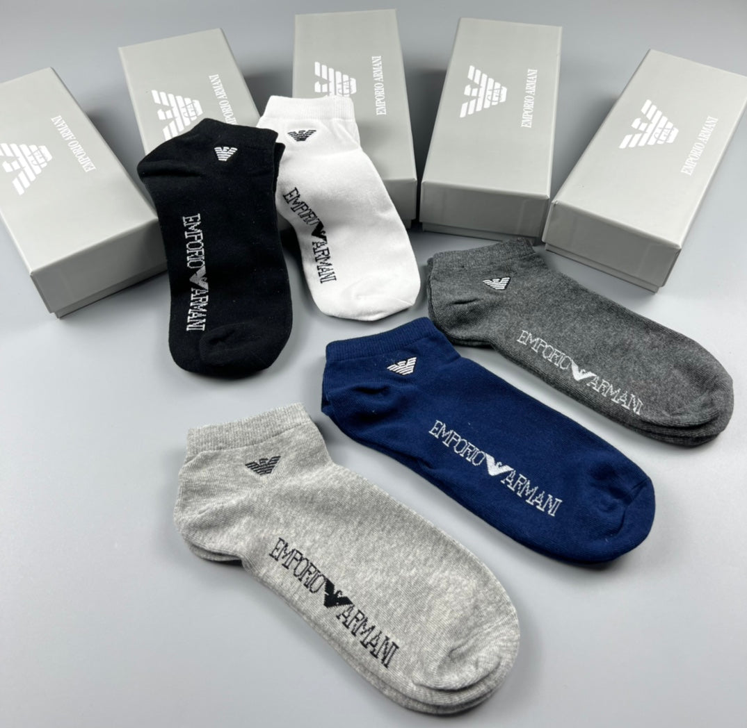 Armani Bright Accents No-Show Socks - 5-Pair Set