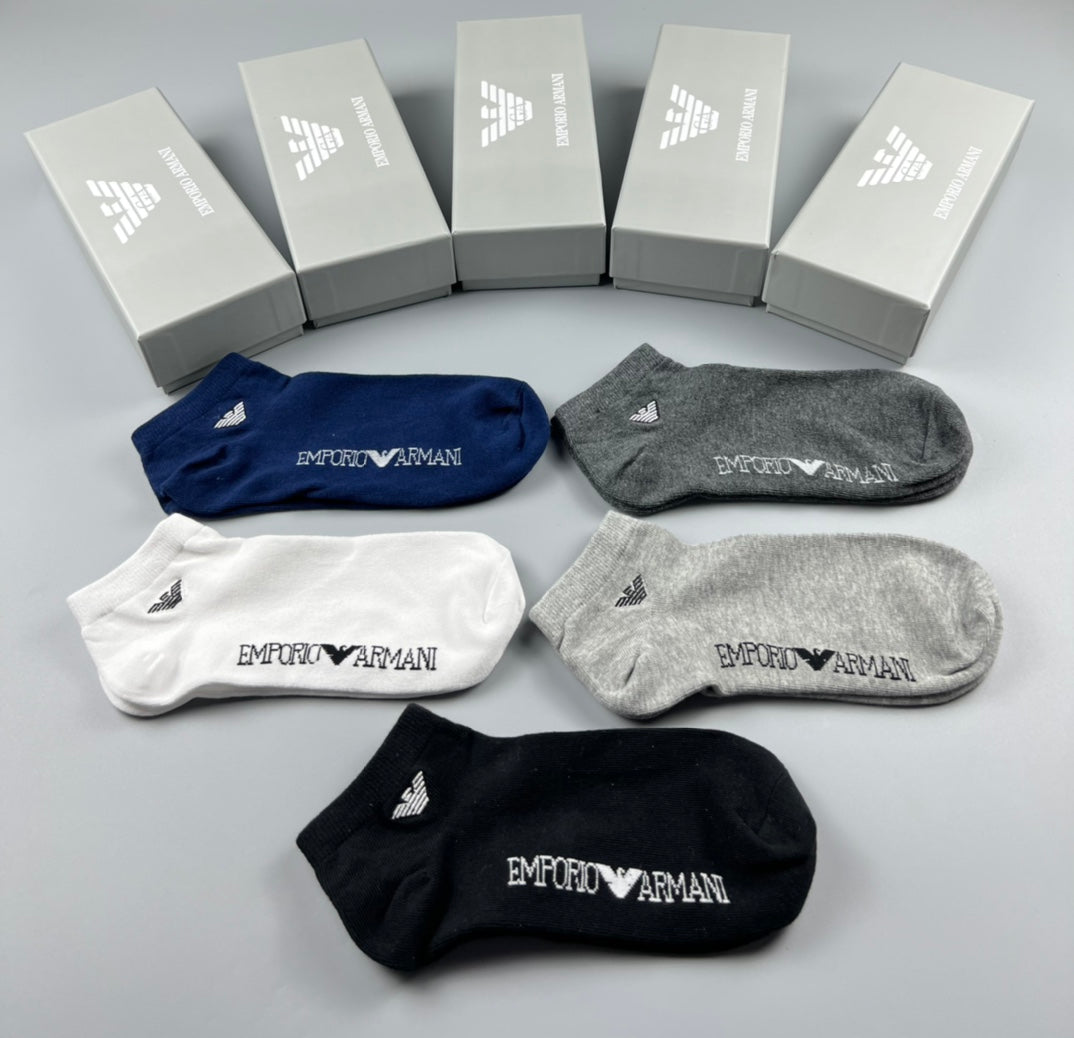 Armani Bright Accents No-Show Socks - 5-Pair Set
