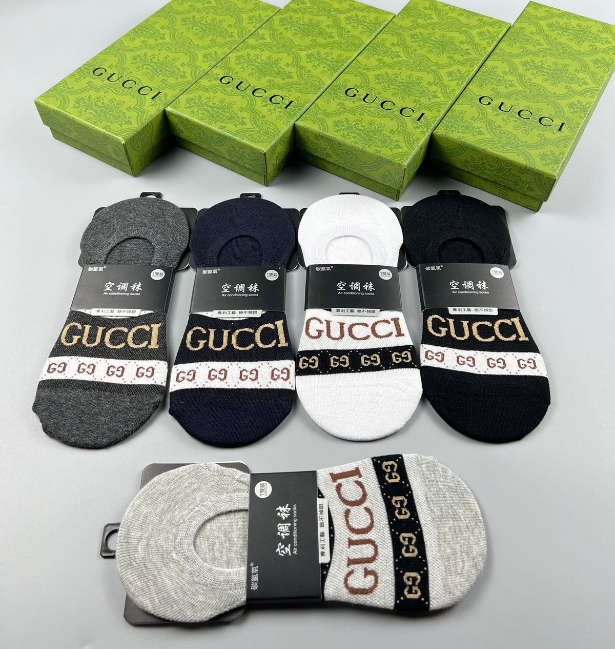 Gucci Cotton No-Show Socks - 5-Pair Set
